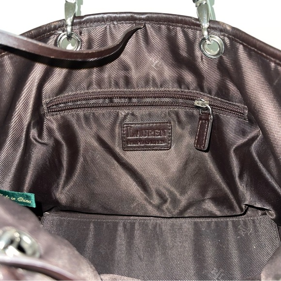 Ralph Lauren Vintage Mini Tote  Bag Beige‎ Brown Houndstooth Tartan Plaid Purse - Picture 7 of 12